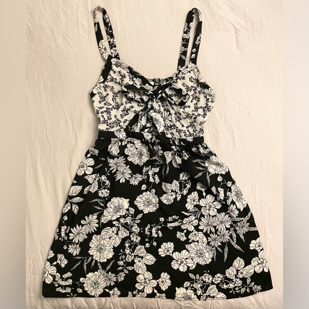 Xhilaration Black and White Floral Mini Dress